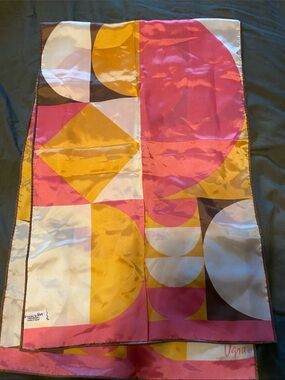 Vera Geometric Silk Scarf in Pink, Mustard & White